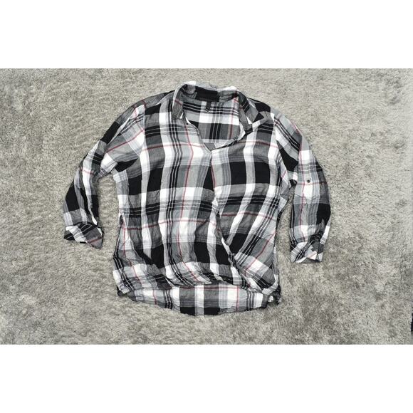 Lane Bryant Plus Size 22 Multicolor Cardigan Sweater Plaid Snap Wrap Front - Picture 2 of 9